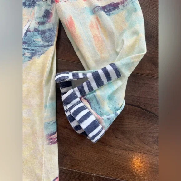 Chico’s Artistic Print Tunic Top Coastal Travel Casual Soft Knit Size L - Picture 7 of 7